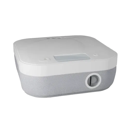 Security Smart Speaker Realistic 3D model, three-quarter studio render, showing white plastic, compact device geometry.