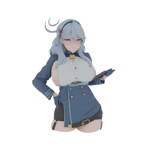 Anime Officer with Tablet 3D Model