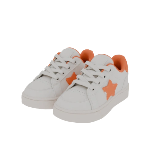 White Sneakers with Orange Star