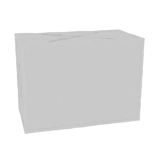 A 3D render of a simple, white rectangular ballot box with a slot on top, presented against a black background.