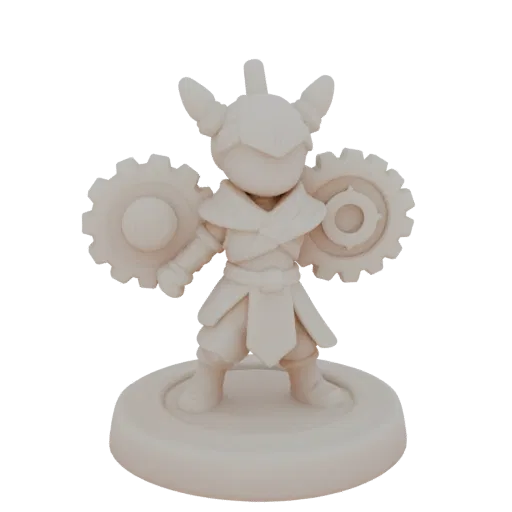 Figurine Marchand Fantastique STL, rendu de table en trois quarts, figurine de table imprimable en résine avec pose debout ;