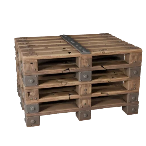 Pirate Wooden Pallet Stylized 3D model, stylized isometric render, showing wood planks, stackable massing.