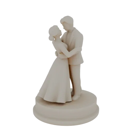 Romantic Couple Dance wedding cake topper 3D model, three-quarter display angle, resin print scale