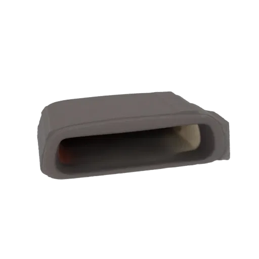 A 3D render of a gray rectangular air vent grille with a matte finish and parallel slats.