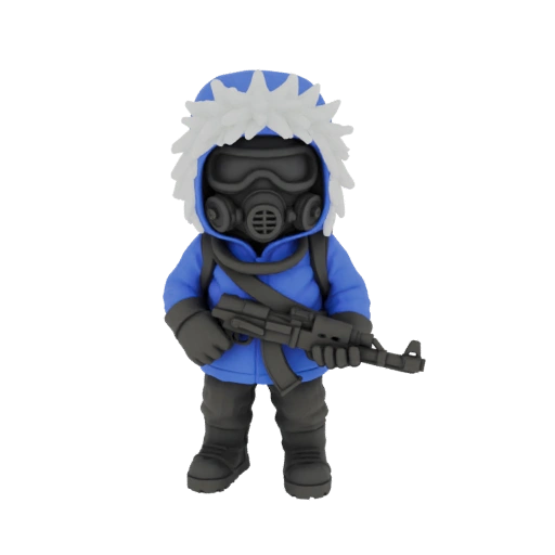 Winter Soldier with Gas Mask and Rifle