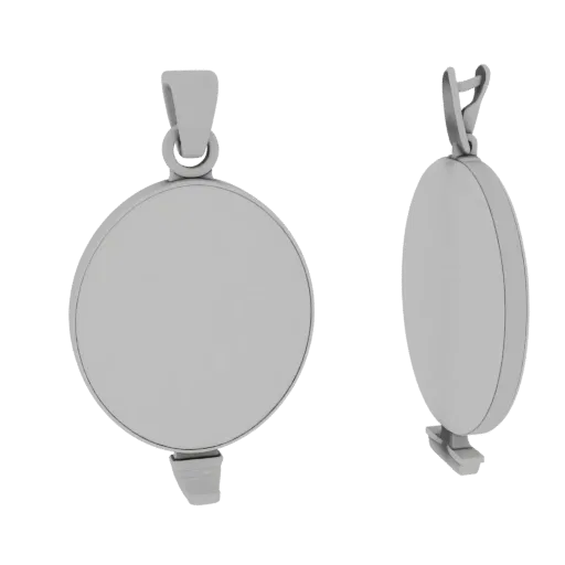 Gold Minimal Locket 3D model, three-quarter front view, AR viewer studio render, gold finish.