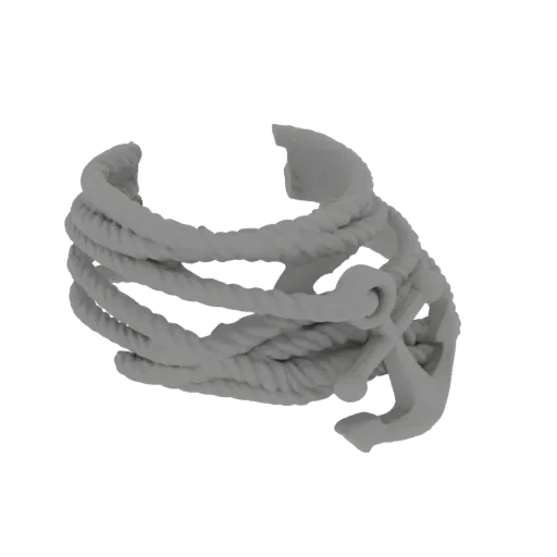 3D model of a nautical rope wrapped around an anchor, presented as a ring.