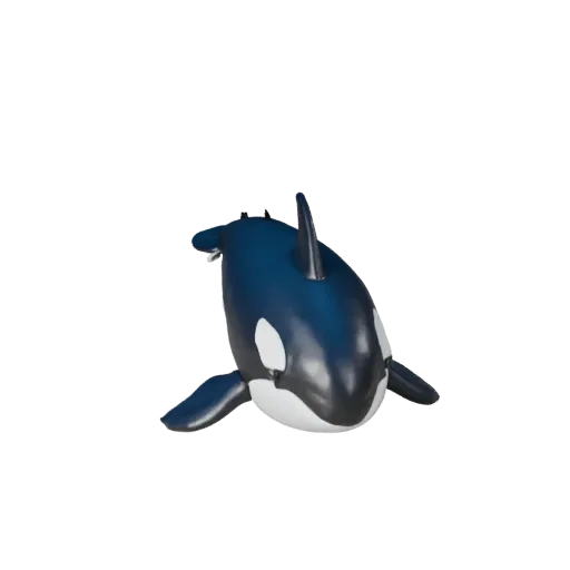 Hochauflösendes Orca-STL-3D-Modell, isometrische Ansicht, druckfertige Tierfigur mit Oberflächenstruktur, Flossenansätzen, Au