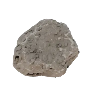 3D model of textured stone with uneven surface, detailed texture, gray color