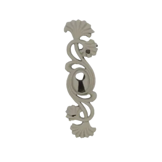 Modèle 3D d'un escutcheon de serrure orné Art Nouveau avec des lignes organiques fluides et des motifs floraux, rendu sur fon