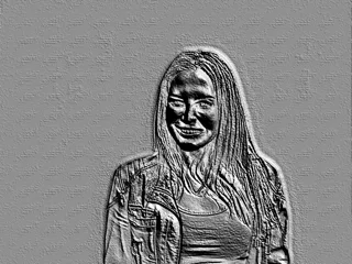 Modèle 3D bas-relief fille souriante veste en jean, vue de face