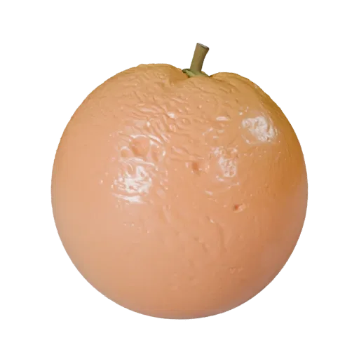 Ripe Orange Product Viz 3D model, three-quarter studio product render, showing skin pores, recognizable fruit forms.