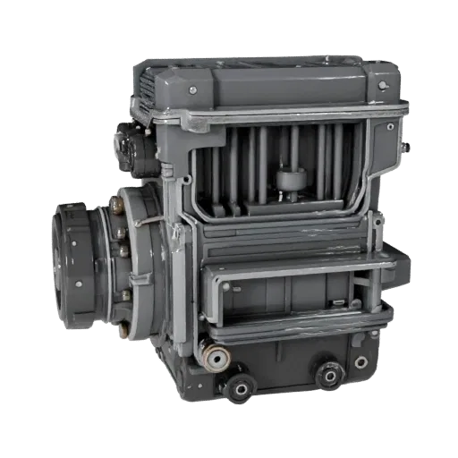 Motorblock 3D-Modell, Dreiviertel-Studioansicht, animationsbereites Fahrzeug-Asset mit sauberen Kanten, Befestigungslogik und