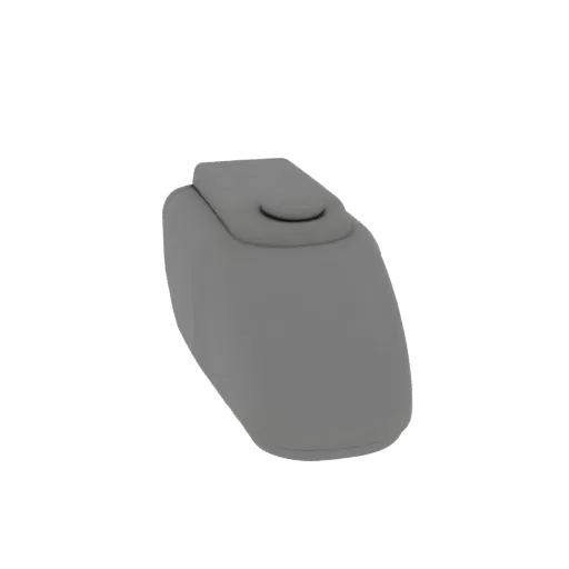 3D model of a motorcycle gas tank shaped box with lid, gray color, on a black background