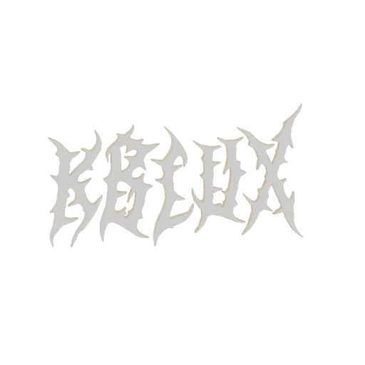 3D-Modell des KBLUX-Logos im Gothic-Metal-Stil mit scharfen Kanten und dunkler Ästhetik.