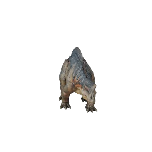 Modello 3D Iguanodon, vista laterale della telecamera di gioco, asset animale pronto per Unity con profilo della mascella, ma