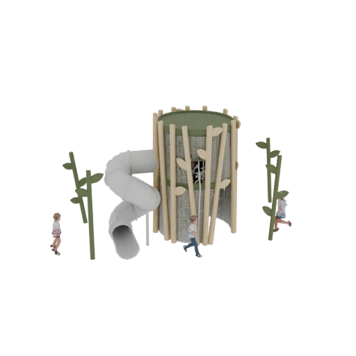 Treehouse Playground with Slide and Swing