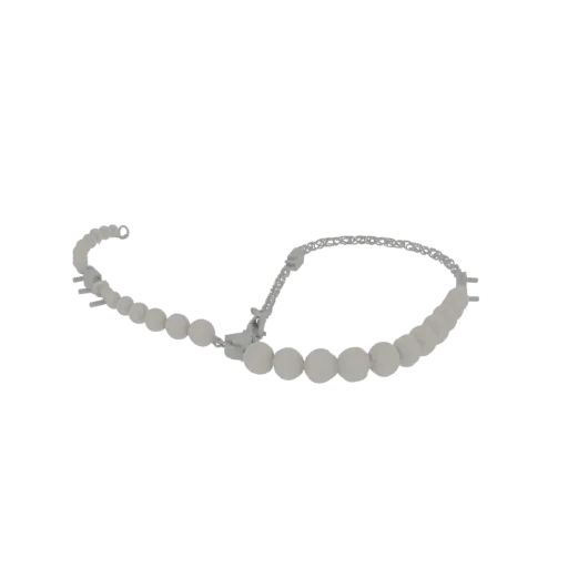Modèle 3D Collier Perle Statement en Argent Sterling, vue trois-quarts avant, rendu studio visionneuse AR, surface perle.