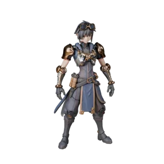 Personaggio 3D Studente Anime Assault NPC, vista viewport motore, asset low-poly con posa in piedi e pbr