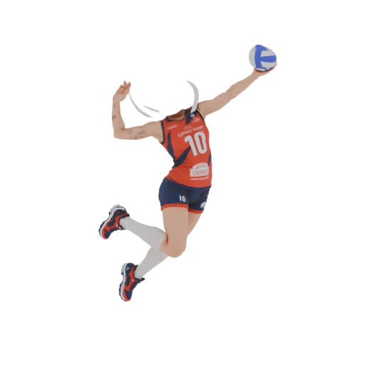 Volleyball Player Mid-Jump 3D Model
