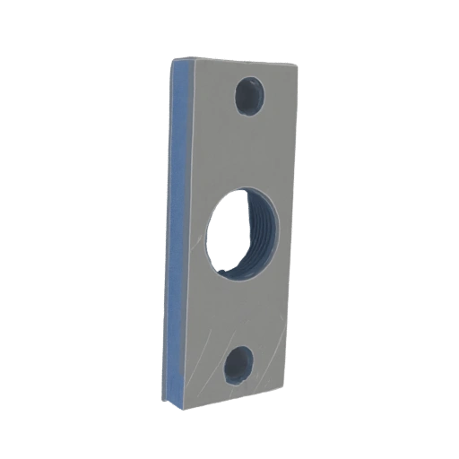 Rectangular Metal Plate with Two Holes and Threaded Center