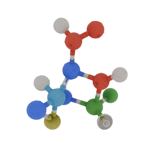 Crystal Molecule Set Realistic 3D model, three-quarter studio render, showing colored spheres, molecule layout.