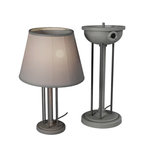 Ceramic Floor Lamp Modular 3D model, living room, isometric modular kit view, metal detail.