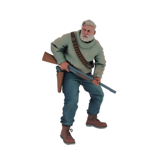 Old Man with Shotgun 3D Model