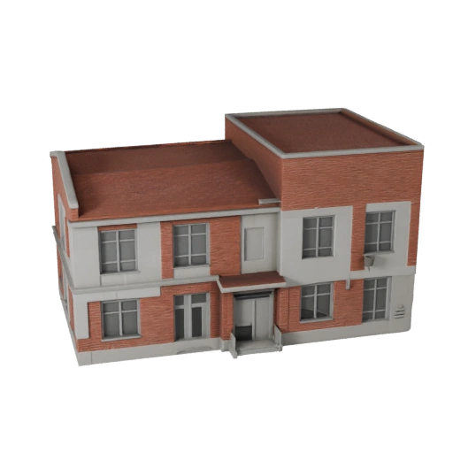 Casa Prefabricada Poligonal Bajo 3D para Juegos en Tiempo Real y RV