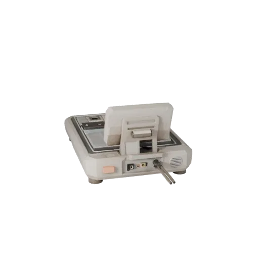 First Aid Training Monitor Low Poly 3D model, game viewport three-quarter view, showing neutral plastics, form detail.