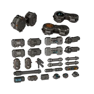 Sci Fi Control Lever GLB viewer ready 3D model, three-quarter studio render, showing interactive prop silhouette and.
