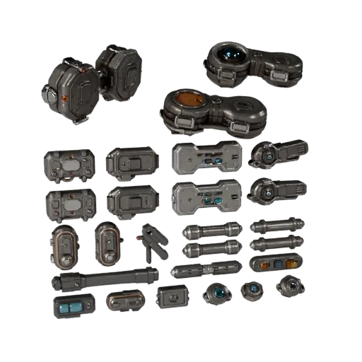 Sci Fi Control Lever GLB viewer ready 3D model, three-quarter studio render, showing interactive prop silhouette and.