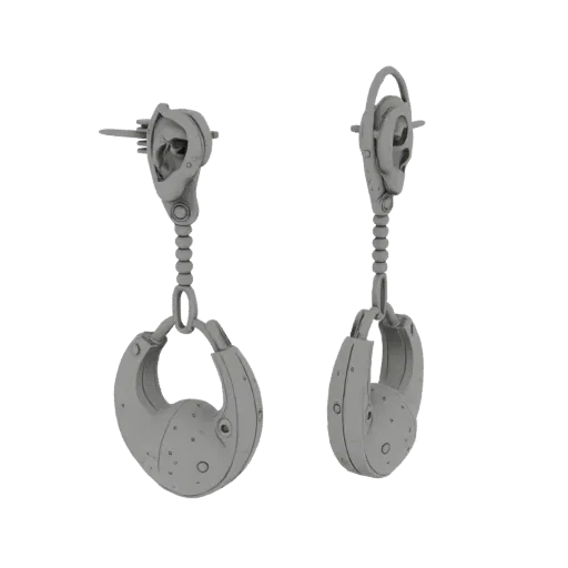 Hoop Stud Earrings collectible detail 3D model, studio profile shot, showing earring silhouette and surface contrast.