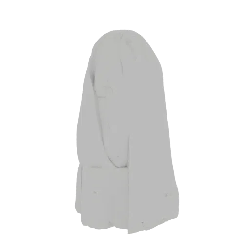 3D model of abstract flowing drapery, depicted as a soft gray sculpture with smooth curves and subtle folds.