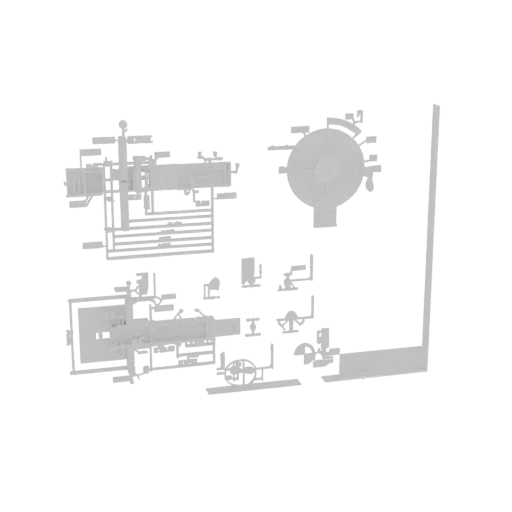 Modello 3D di un modulo stazione spaziale futuristica con cupola centrale e strutture interconnesse, renderizzato in bianco.