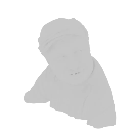 A 3D model render of a baby wearing a headband, shown from a slightly elevated side angle against a white background.