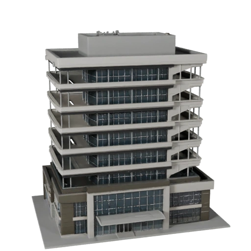 Stilisiertes Forschungsinstitut Büro 3D Modell - Game Asset