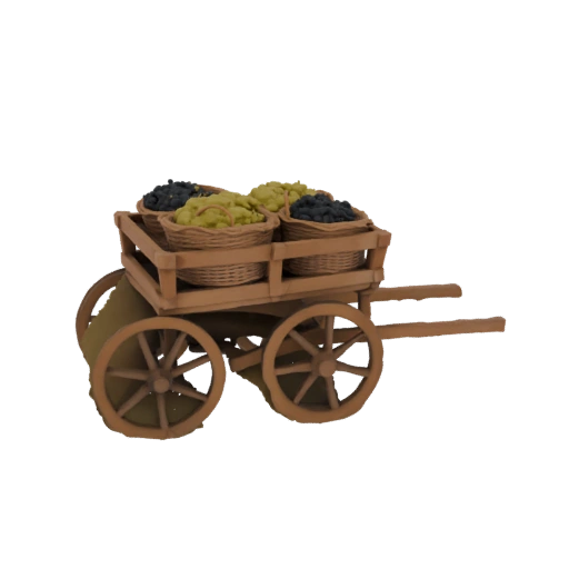 Wooden Harvest Cart with Grapes