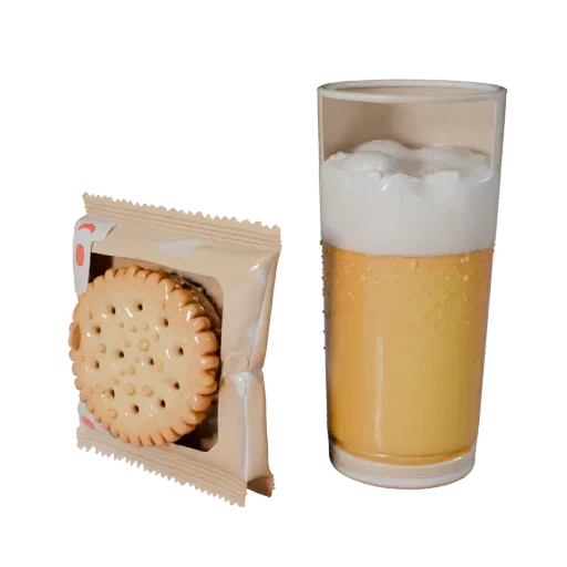 Snack Cookie Pack Realistic 3D model, three-quarter studio render, showing cardboard, package massing.