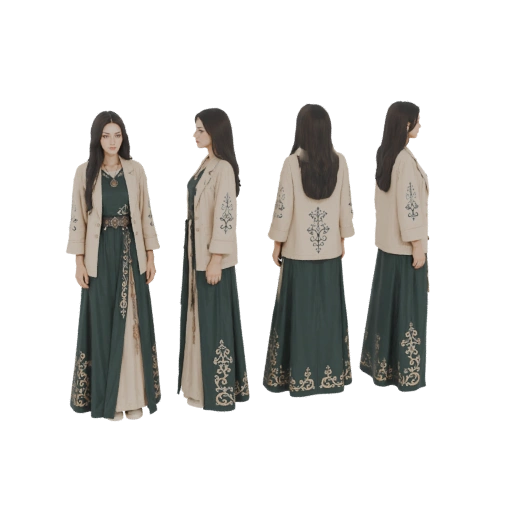 Elegant Medieval Dress with Jacket 3D Model