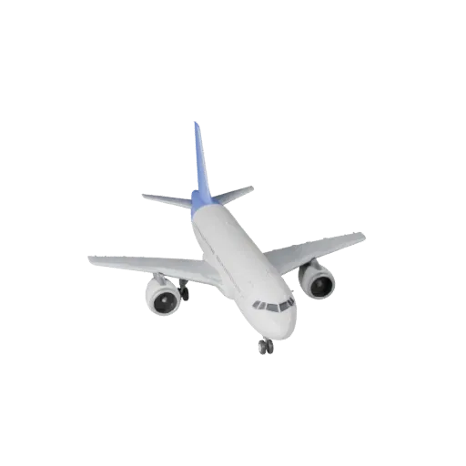 Passagierflugzeug 3D-Modell, Dreiviertel-Studioansicht, für Blender vorbereitetes Fahrzeug-Asset mit ausgewogener Passagierfl