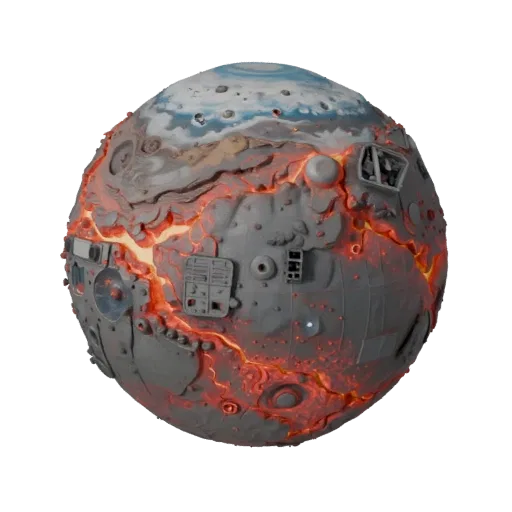 Lava Planet Modular 3D model, isometric modular kit view, showing rock, spherical body scale.