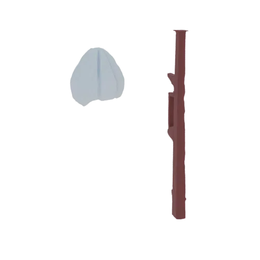 3D model render of a stylized red post with a light blue cap on top, set against a black background.