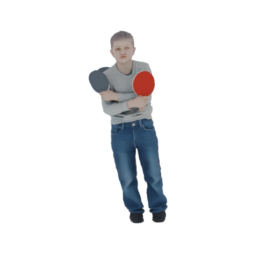 Young Boy with Ping Pong Paddles