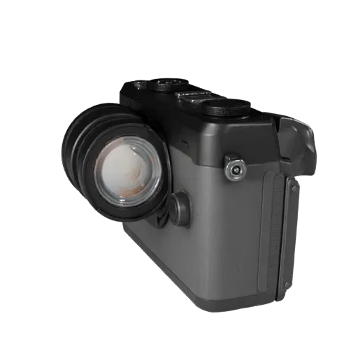 Cinema Drone Camera High Poly 3D model, close-up studio render, showing textured grips, lens barrels.
