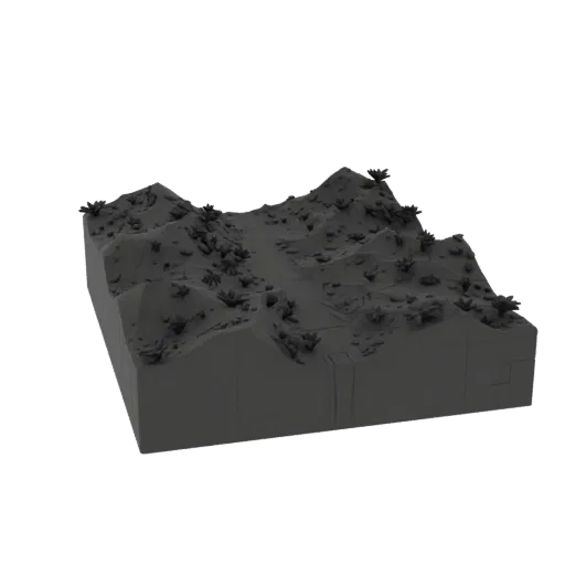 Forest Floor Terrain Tile Printable 3D model, isometric tabletop STL render, showing layered soil, terrain detail.
