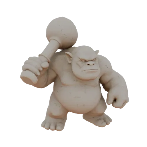 Miniatura STL Nemico Troll Fantasy, rendering da tavolo a tre quarti, miniatura nemica stampabile in resina con illuminazione