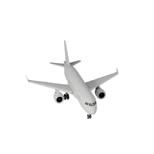 Modelo STL de Aeronave Comercial Imprimível, vista isométrica de exibição, ativo de veículo pronto para impressão com equilíb