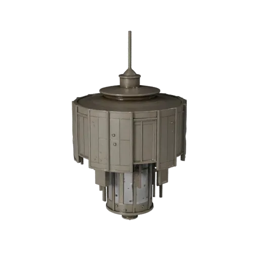 Art Deco Pendant Lamp Realistic 3D model, home interior, three-quarter studio render, metal detail.