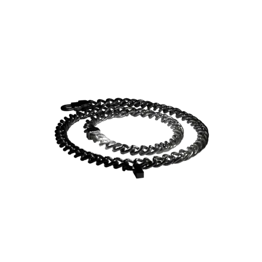 Layered Chain Necklace game ready 3D model, turntable hero render, showing necklace silhouette and surface contrast.
